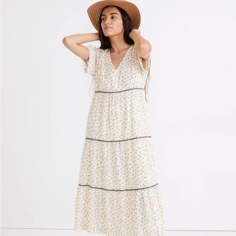 Madewell Cream Floral Maxi Dress